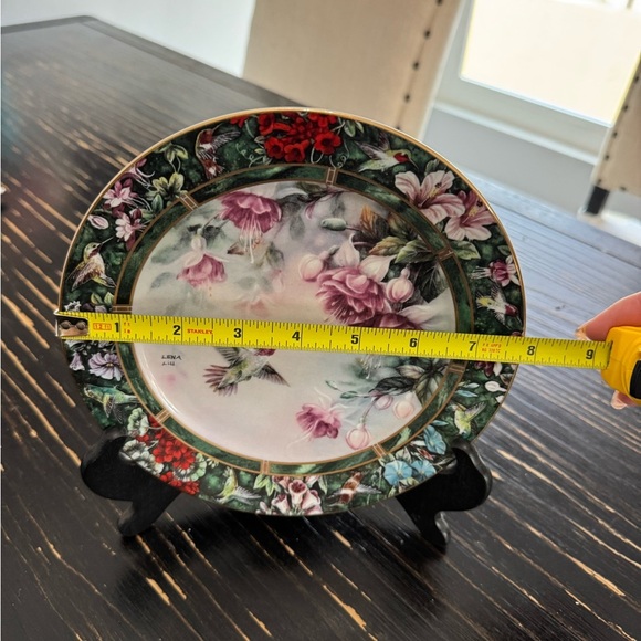 "The Anna's Hummingbird" Lena Liu Ceramic Art Plate 8x8 Vintage Collectible 1992 - Picture 4 of 5